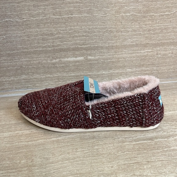 TOMS NWT Women’s Size 9.5 Alpargata Burgundy Mist Sweater Knit Slip on ortholite - Picture 3 of 11